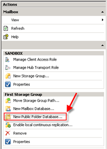 Set the database name for the public folder store
