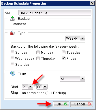 Customize the settings of the schedule