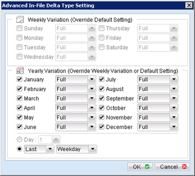 Adjust advanced settings for a monthly full backup
