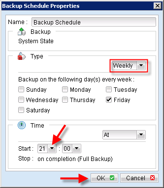 Adjust the backup schedule