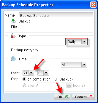Adjust backup schedule to fit your scheduling