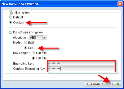 Set an advanced encryption key to secure your data