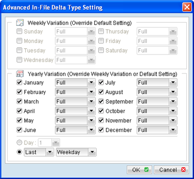 Change Advanced In-File Delta settings