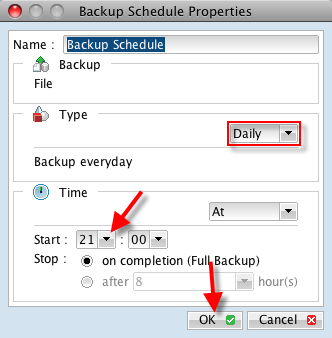 Adjust backup schedule to fit your scheduling