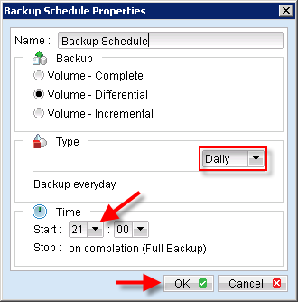 Adjust the scheduled time for backups