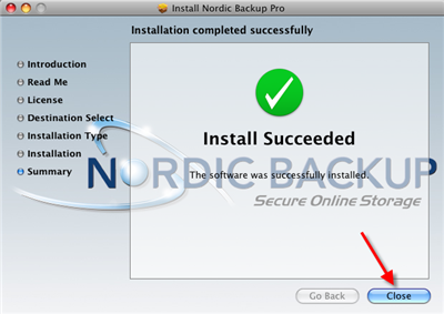 Click finish to exit and begin using Nordic Backup Pro