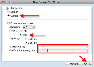 Set an advanced encryption key to secure your data