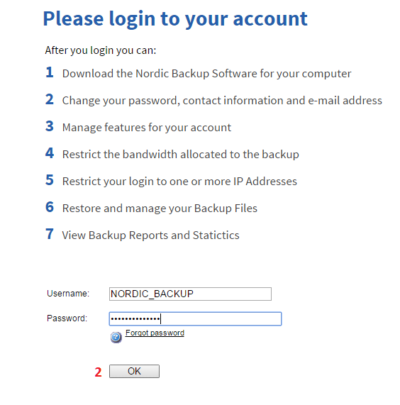 Login to website to download Nordic Backup Pro